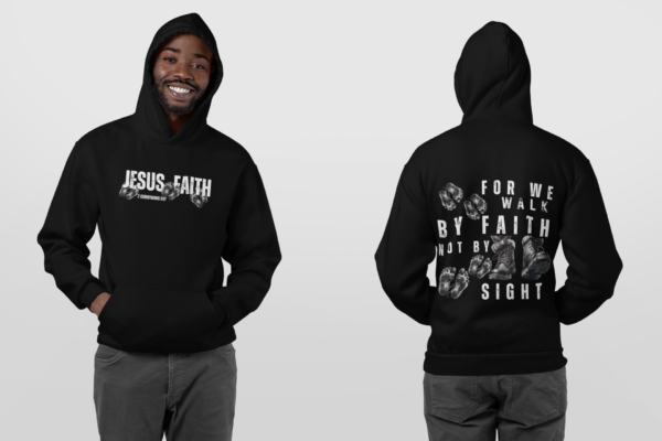 Inspirational Graphic T-Shirt - Jesus Faith - 2 Corinthians 5v7 - Image 2