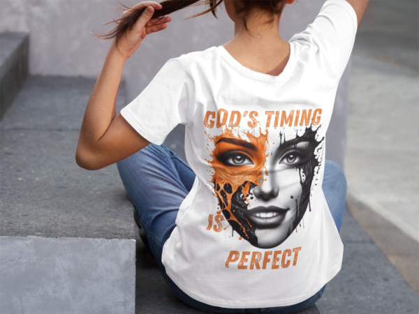 God's Timing is Perfect Ladies Tee - Image 3