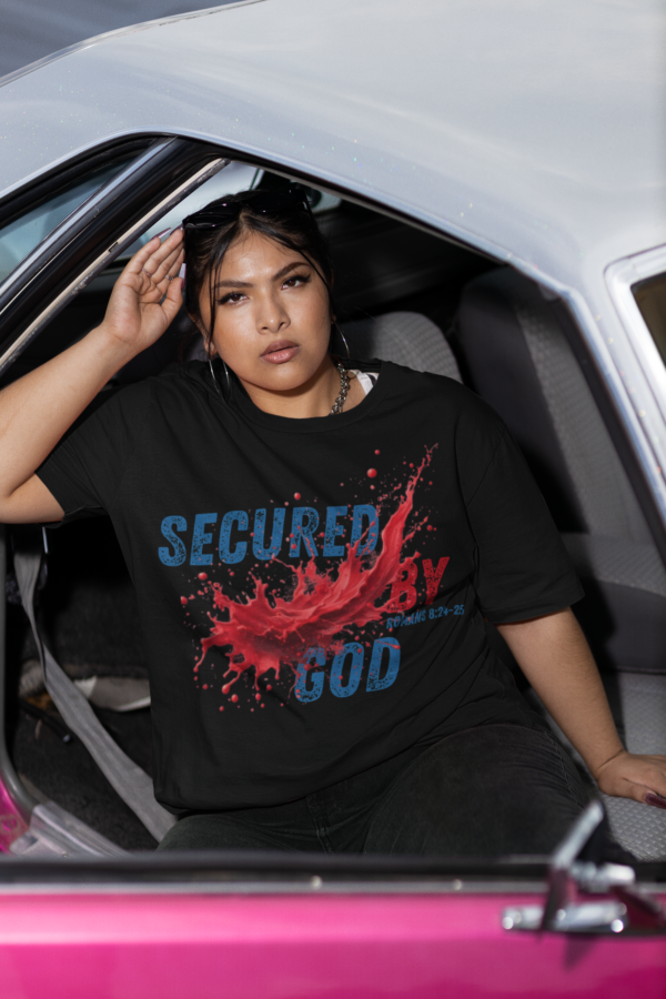 Secured By God Ladies Tee - Image 2