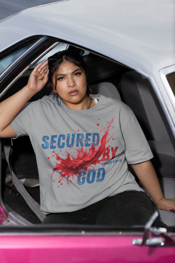 Secured By God Ladies Tee - Image 4