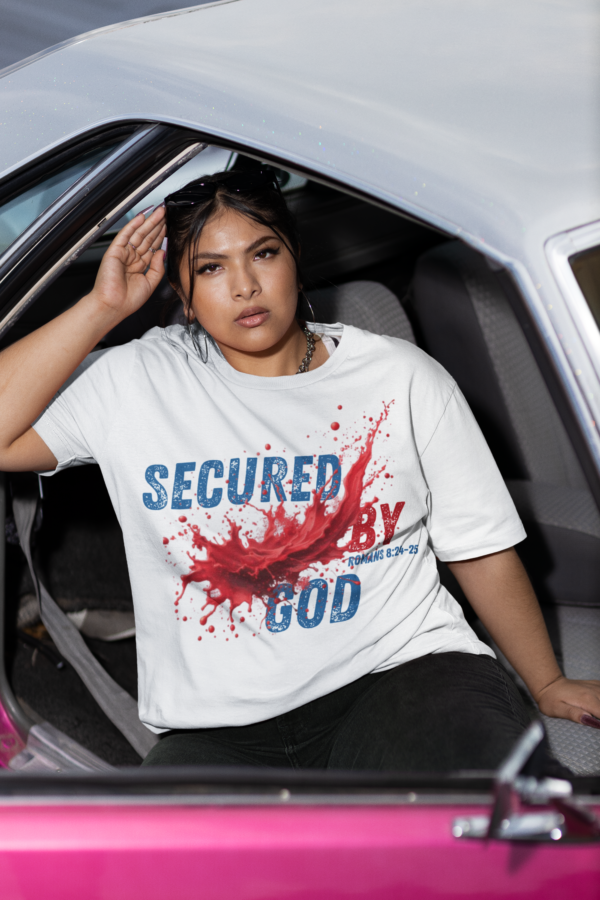 Secured By God Ladies Tee - Image 6